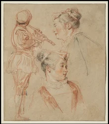 Studies van een Fluitist en Twee Vrouwen, ca.1717