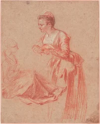 Twee Figurenstudies van een Jonge Vrouw