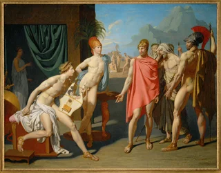 Achilles begroet de ambassadeurs van Agamemnon