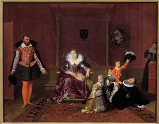 Koning van Frankrijk Hendrik IV (1553-1610) spelend met zijn kinderen voor de Spaanse ambassadeur