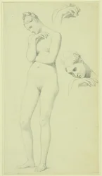 Studies voor de figuur van Stratonice, ca. 1834-40 (potlood op papier)
