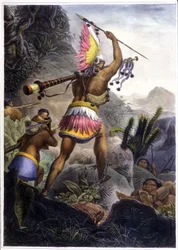 Een Coroado-indiaan geeft het signaal voor terugtrekking, 1839