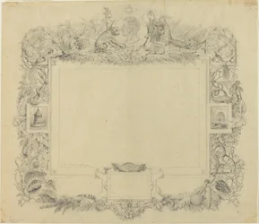 Ontwerp voor een rand met een portret van Baron Cuvier