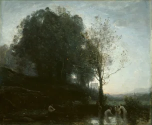 Badenimfen en kind, 1855-1860