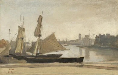 Dunkerque, Vissersboten vastgebonden aan de Kade, c.1830
