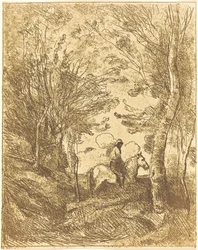 Ruiter in het bos, grote plaat (Le Grand Cavalier sous bois)