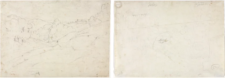 Uitzicht op Marino (recto); Schets voor een landschap (verso)