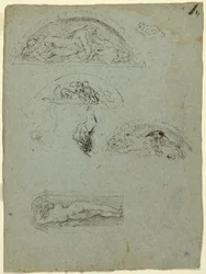 Staande Figuur in een Niche en Studies voor de Ugolino Groep, 1857-58