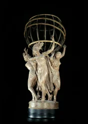 De vier delen van de wereld die de aarde ondersteunen Beeldhouwwerk door Jean Baptiste Carpeaux. Parijs, Musée d