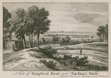 Een uitzicht op Hampstead Road nabij Tom King