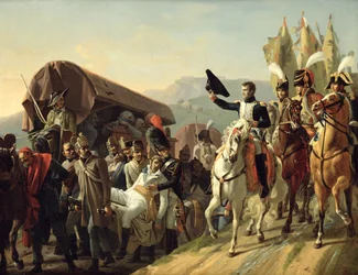 Napoleon (1769-1821) betuigt eer aan de moed van de gewonden, 1806