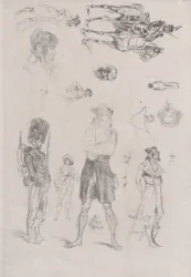 Blad met schetsen (detail), 1868