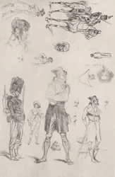Blad met schetsen Feuille de Croquis