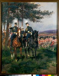 De Prins van Wales en de Hertog Arthur van Connaught bij de Manoeuvres van Aldershot