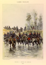 Typen en uniformen van het Franse leger van kapitein Jules Richard, geïllustreerd door Edouard Detaille (1848-1912): Draken; Veldservice in 1885, Privécollectie
