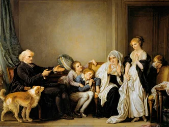 De weduwe en haar biechtvader (olieverfschilderij)