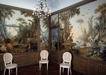 Uitzicht op de Demarteau woonkamer versierd door Jean Baptiste Huet (1745-1811)