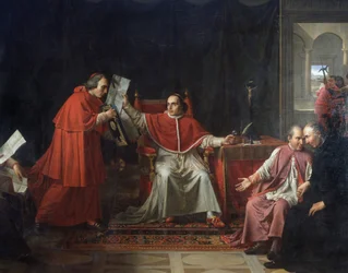 Ondertekening van het Concordaat tussen Frankrijk en de Heilige Stoel, door Paus Pius VII (1742 - 1823), 15 augustus