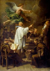 De dood van Sint Franciscus van Assisi (1181-1226). Schilderij door Jean Jouvenet (1644-1717) 18e eeuw Rouen, Musée des Beaux Arts