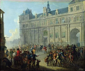 De Moord op Jacques de Flesselles op de Trappen van het Stadhuis 14 juli 1789