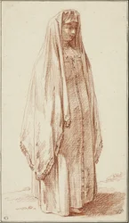 Een vrouw in Russische kleding
