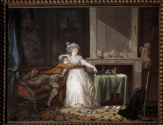 De gebroken beker. Schilderij door Jean Baptiste Mallet (1759-1835)