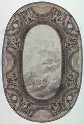 Tekening, Project voor de geschilderde versiering van het plafond van een zaal (geschilderd ovaal plafond), 1761