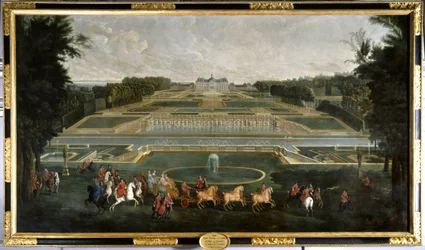 Marie Lescszinska, koningin van Frankrijk (1703-1768) in de tuinen van het kasteel van Vaux Le Vicomte