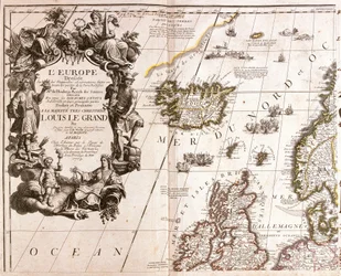 Kaart van IJsland en Noordelijke Britse Eilanden, in de Noordzee