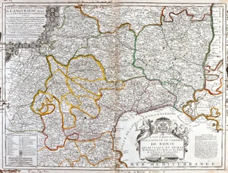 Kaart van Languedoc (Zuid-Frankrijk) (gravure)