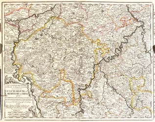 Kaart van Luxemburg en het bisdom Trier (Duitsland)