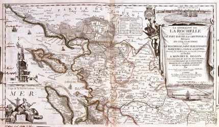 Kaart van Poitou-Charentes (Frankrijk) (gravure)