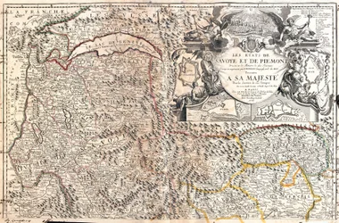 Kaart van Savoye en Piëmont (Italië)