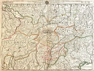 Kaart van de provincie Tirol (Duitsland) (gravure)