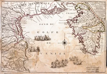 Kaart van de Golf van Venetië, Adriatische Zee