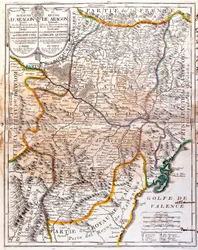 Kaart van het Koninkrijk Aragón (Spanje)
