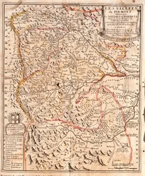 Kaart van Piëmont (Italië)