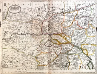 Kaart van het noordwestelijke deel van het Koninkrijk Hongarije (gravure)