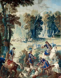 Jacht van Lodewijk XV. Wandtapijt door Jean Baptiste Oudry (1686 - 1755)