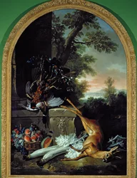 Stilleven met wild in een landschap, c.1730