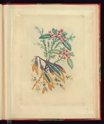Sierontwerp met Kleine Rode Bloemen en Bessen, uit Nouvelle suite de cahiers de flerurs naturelle a l