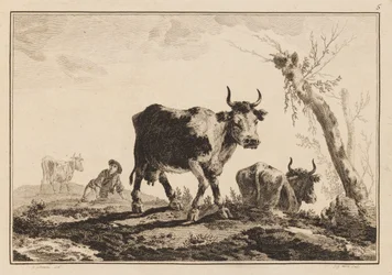 Plaat 5, "Cahier de Six Feuilles de Boeufs et Vaches"