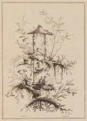 Plaat uit een set van Chinoiserie voorstellingen