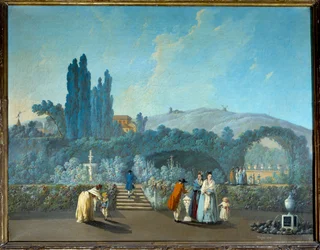 Zicht op de tuinen van Benfica in Lissabon in 1785