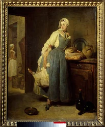 De kleermaker. Schilderij door Jean Baptiste Simeon Chardin