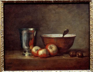 De zilveren beker, schilderij van Jean-Baptiste Siméon Chardin (1699-1779)
