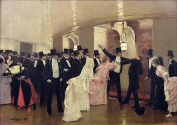 Een woordenwisseling in de gangen van de opera, 1889