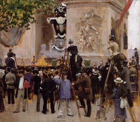 De begrafenis van Victor Hugo bij de Arc de Triomphe, 1885
