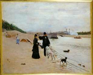 De oevers van de Seine (schilderij op doek)