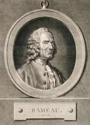 Portret van Jean Philippe Rameau (1683-1764) gegraveerd door Benoist (gravure)